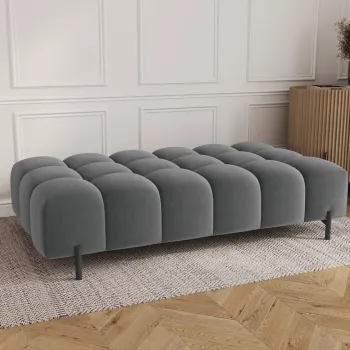 Taburet ELTAP, Ferivo, 137x68x37 cm, lemn/plush din poliester, gri inchis imagine