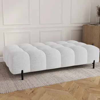 Taburet ELTAP, Ferivo, 137x68x37 cm, lemn/tesatura boucle, alb imagine