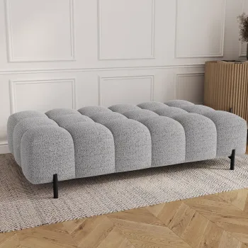 Taburet ELTAP, Ferivo, 137x68x37 cm, lemn/tesatura boucle, gri deschis imagine