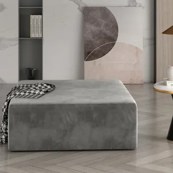 Taburet ELTAP, Kelim, 83x83x42 cm, lemn/poliester, gri imagine