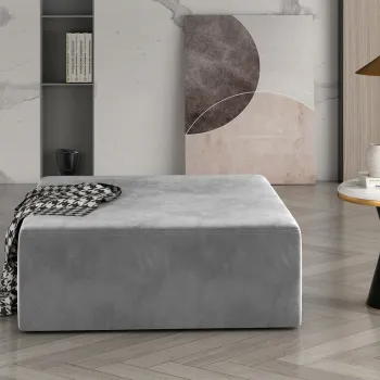 Taburet ELTAP, Kelim, 83x83x42 cm, lemn/poliester, gri deschis imagine