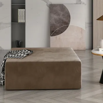 Taburet ELTAP, Kelim, 83x83x42 cm, lemn/poliester, maro deschis imagine