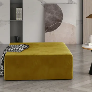 Taburet ELTAP, Kelim, 83x83x42 cm, lemn/poliester, mustar imagine