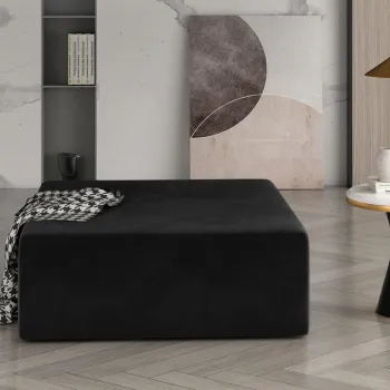 Taburet ELTAP, Kelim, 83x83x42 cm, lemn/poliester, negru imagine