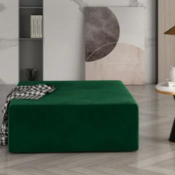 Taburet ELTAP, Kelim, 83x83x42 cm, lemn/poliester, verde inchis imagine