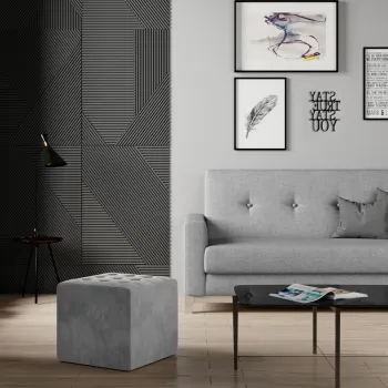 Taburet ELTAP, Nolla, 40x40x41 cm, lemn/poliester, gri deschis imagine