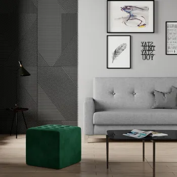 Taburet ELTAP, Nolla, 40x40x41 cm, lemn/poliester, verde inchis imagine