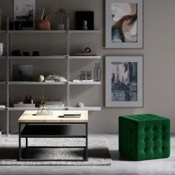 Taburet ELTAP, Sofia, 45x45x40 cm, lemn/poliester, verde inchis imagine