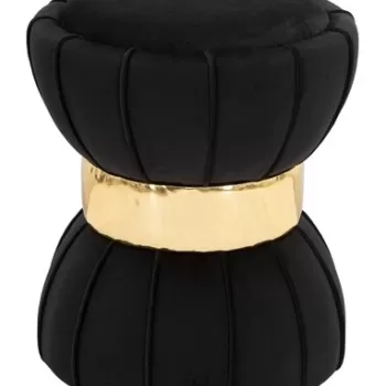 Taburet Flower, Mauro Ferretti, 40x44 cm, catifea, negru imagine