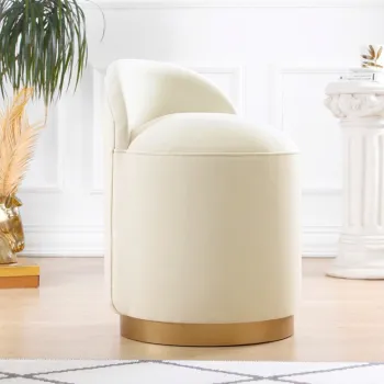 Taburet, Fluffe, 209FLF1106, Catifea, Crem imagine