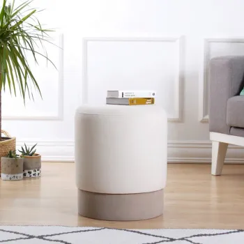 Taburet, Fluffe, 209FLF1124, 50% Bumbac / 50% Catifea, Crem imagine