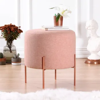 Taburet, Fluffe, 209FLF1175, 50% bumbac, 50% in, Roz imagine