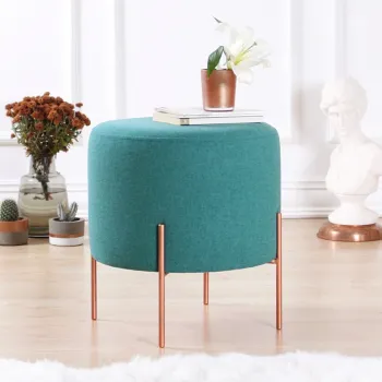 Taburet, Fluffe, 209FLF1176, 50% bumbac, 50% in, Verde deschis imagine