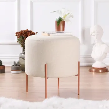 Taburet, Fluffe, 209FLF1177, 50% bumbac, 50% in, Crem imagine