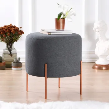 Taburet, Fluffe, 209FLF1178, 50% bumbac, 50% in, Gri inchis imagine