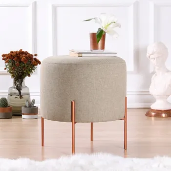 Taburet, Fluffe, 209FLF1179, 50% bumbac, 50% in, Cafeniu imagine