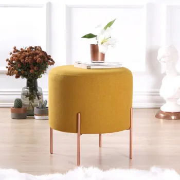 Taburet, Fluffe, 209FLF1180, 50% bumbac, 50% in, Galben mustar imagine