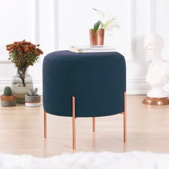 Taburet, Fluffe, 209FLF1181, 50% bumbac, 50% in, Albastru navy imagine