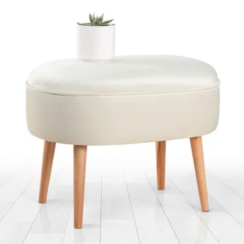 Taburet, Fluffe, 209FLF1206, Catifea, Crem imagine