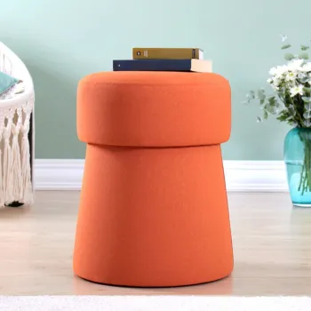 Taburet, Fluffe, 209FLF1208, 50% bumbac, 50% in, Portocaliu imagine