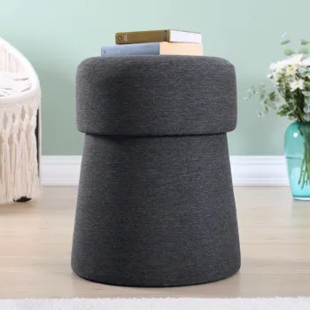 Taburet, Fluffe, 209FLF1213, 50% bumbac, 50% in, Gri inchis imagine