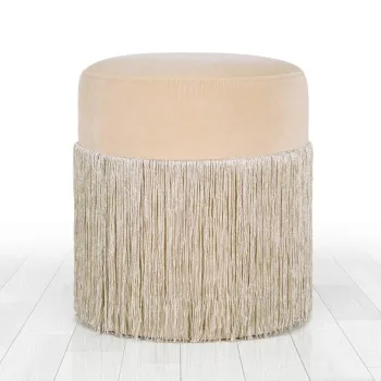 Taburet, Fluffe, 209FLF1256, Catifea, Crem imagine