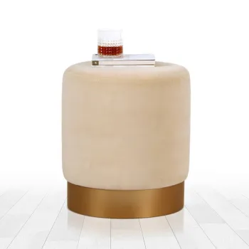 Taburet, Fluffe, 209FLF1267, Catifea, Crem imagine