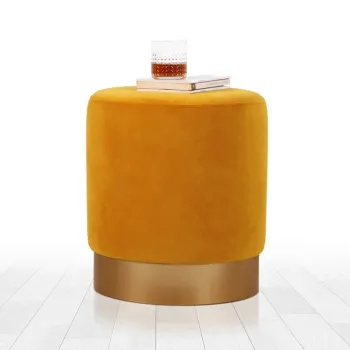 Taburet, Fluffe, 209FLF1268, Catifea, Galben mustar imagine