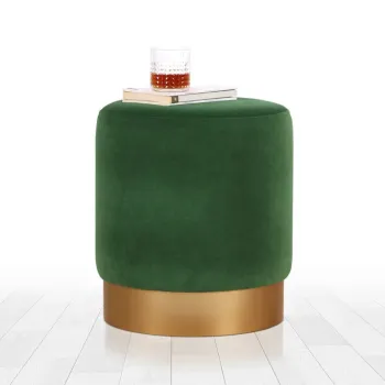 Taburet, Fluffe, 209FLF1270, Catifea, Verde inchis imagine