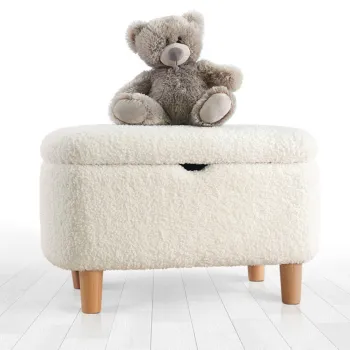 Taburet, Fluffe, 209FLF1320, Blana artificiala, Alb imagine