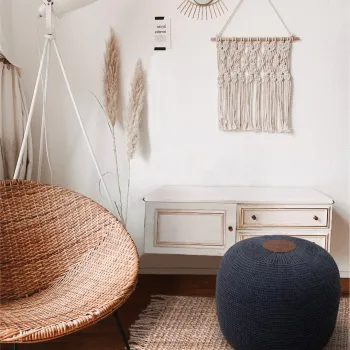 Taburet, Fluffy, 40x40x45 cm, Acril, Antracit imagine