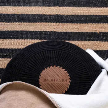 Taburet, Fluffy, 40x40x45 cm, Acril, Negru/Maro imagine