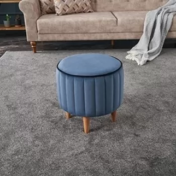 Taburet Lindy Puf, Balcab Home, 40x40x40 cm, lemn, albastru imagine