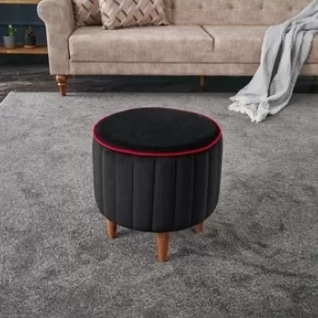 Taburet Lindy Puf, Balcab Home, 40x40x40 cm, lemn, negru imagine