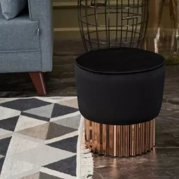 Taburet Living Puf, Balcab Home, 38x38x40 cm, lemn, negru imagine