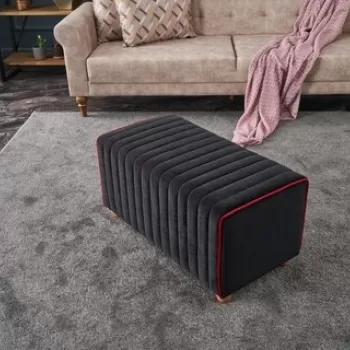 Taburet Mabel Puf, Balcab Home, 80x40x40 cm, lemn, negru imagine