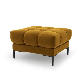 Taburet, Mamaia, Micadoni Home, BL, 60x60x41 cm, catifea, galben imagine