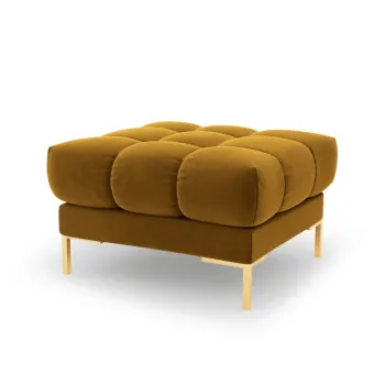 Taburet, Mamaia, Micadoni Home, GL, 60x60x41 cm, catifea, galben imagine