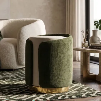 Taburet, Mauro Ferretti, Glam Style Two-Tone, 40x50 cm, poliester/lemn de pin, verde imagine