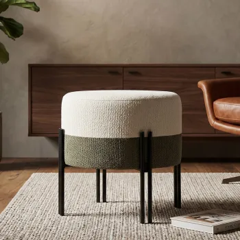 Taburet, Mauro Ferretti, Modern Two-Tone, 44x41 cm, poliester/MDF, crem/gri imagine