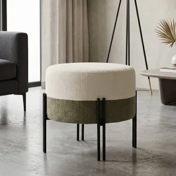 Taburet, Mauro Ferretti, Modern Two-Tone, 49x42 cm, poliester/MDF, crem/gri imagine