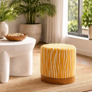 Taburet, Mauro Ferretti, Savana, 40x40 cm, placaj/poliester, mustar/maro imagine