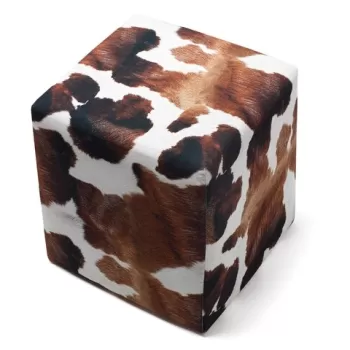 Taburet Milky, Balcab Home, 40x40x40 cm, alb/maro imagine