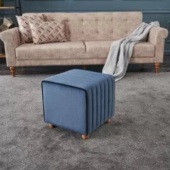 Taburet Mona Puf, Balcab Home, 40x40x40 cm, lemn, albastru imagine