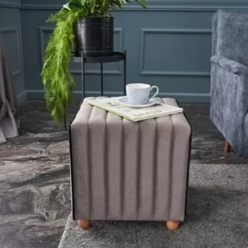 Taburet Mona Puf, Balcab Home, 40x40x40 cm, lemn, gri imagine