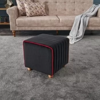 Taburet Mona Puf, Balcab Home, 40x40x40 cm, lemn, negru imagine