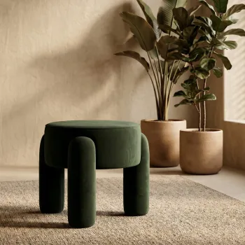 Taburet Ollera, Homla, 46.5x41 cm, MDF/poliester, verde inchis imagine