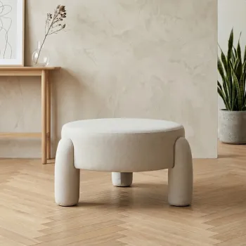 Taburet Ollera, Homla, 65x36 cm, MDF/poliester, ecru imagine