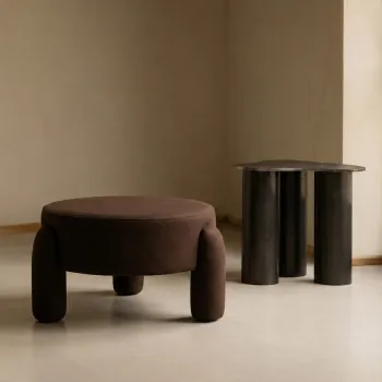 Taburet Ollera, Homla, 65x36 cm, MDF/poliester, maro inchis imagine