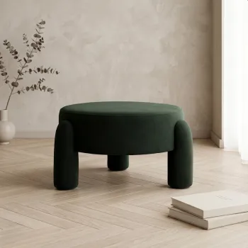 Taburet Ollera, Homla, 65x36 cm, MDF/poliester, verde inchis imagine